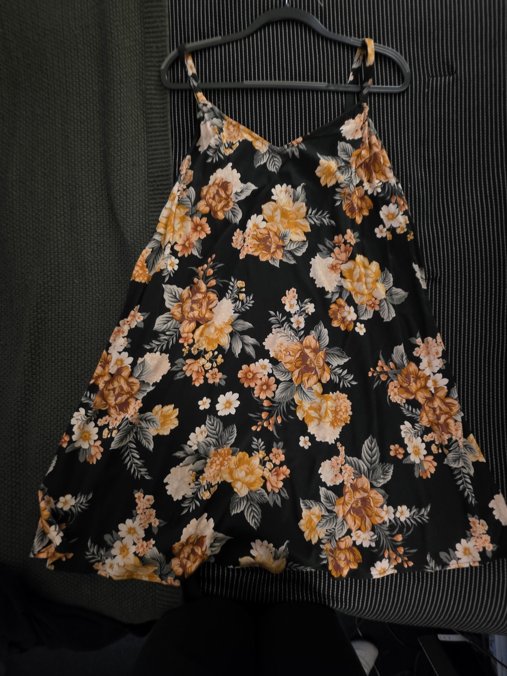 Torrid Black And Floral Slip Dress With Orange, Yellow And White Flowers